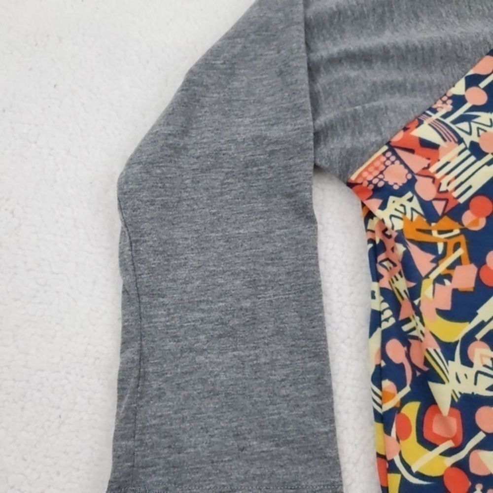 Lularoe Randy XS Raglan‎ Mod Retro Pattern Gray Blu - Picture 3 of 6